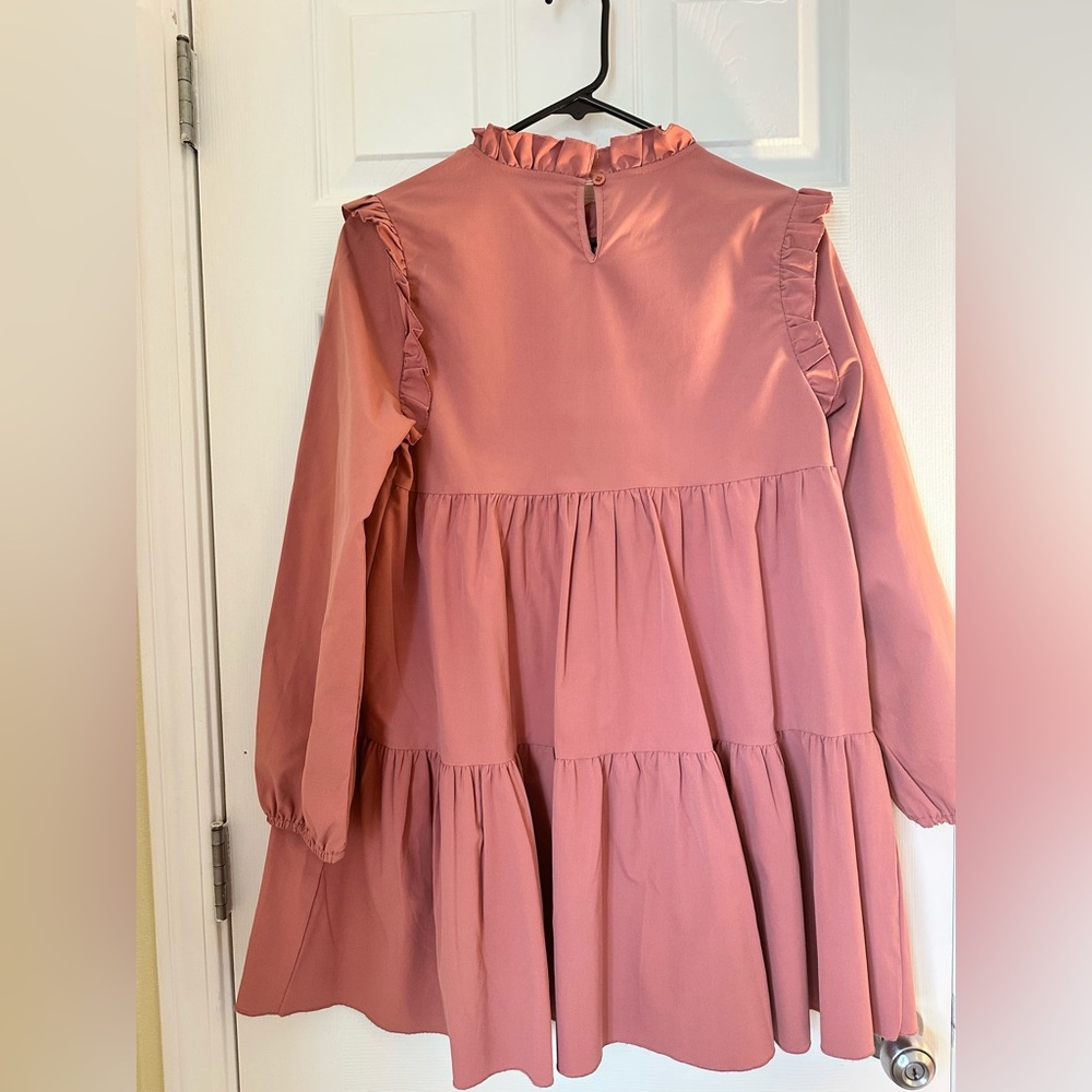 Pink Ruffle Sleeve Mini Dress - Picture 2 of 6